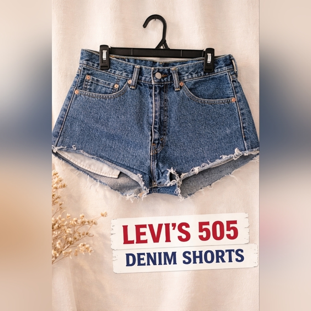 Levi’s 505 Cutoff Denim Shorts W32 Distressed Raw Hem Vintage